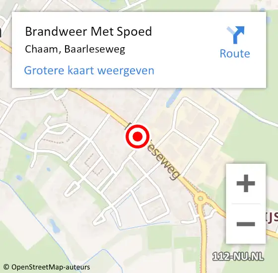 Locatie op kaart van de 112 melding: Brandweer Met Spoed Naar Chaam, Baarleseweg op 21 oktober 2021 09:25