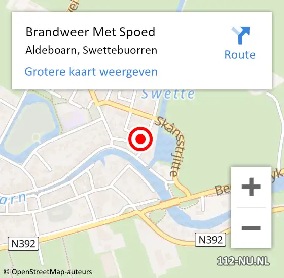 Locatie op kaart van de 112 melding: Brandweer Met Spoed Naar Aldeboarn, Swettebuorren op 21 oktober 2021 09:32