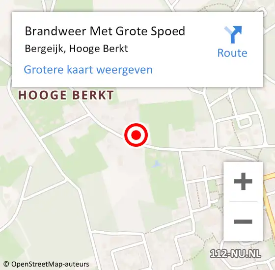 Locatie op kaart van de 112 melding: Brandweer Met Grote Spoed Naar Bergeijk, Hooge Berkt op 21 oktober 2021 09:41