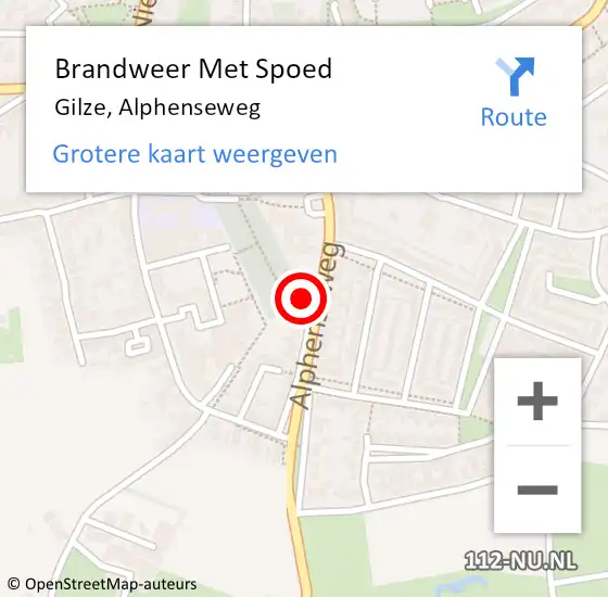 Locatie op kaart van de 112 melding: Brandweer Met Spoed Naar Gilze, Alphenseweg op 21 oktober 2021 09:47