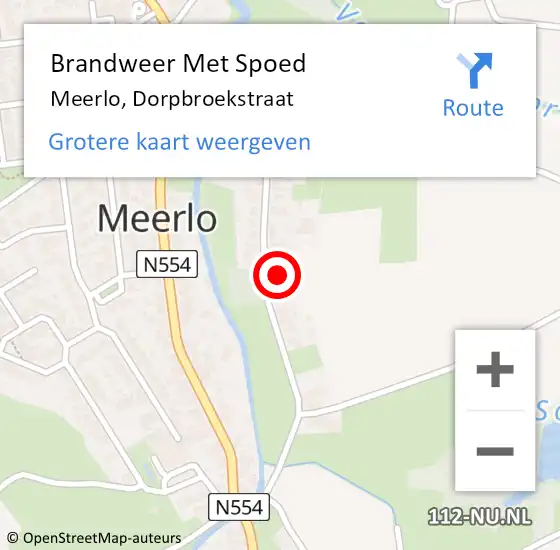 Locatie op kaart van de 112 melding: Brandweer Met Spoed Naar Meerlo, Dorpbroekstraat op 21 oktober 2021 09:56