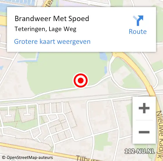 Locatie op kaart van de 112 melding: Brandweer Met Spoed Naar Teteringen, Lage Weg op 21 oktober 2021 10:04