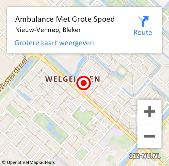 Locatie op kaart van de 112 melding: Ambulance Met Grote Spoed Naar Nieuw-Vennep, Bleker op 21 oktober 2021 10:06