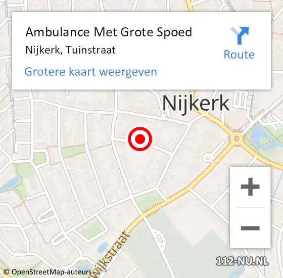 Locatie op kaart van de 112 melding: Ambulance Met Grote Spoed Naar Nijkerk, Tuinstraat op 21 oktober 2021 10:19