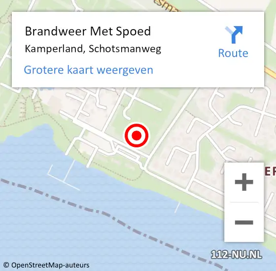 Locatie op kaart van de 112 melding: Brandweer Met Spoed Naar Kamperland, Schotsmanweg op 21 oktober 2021 10:19