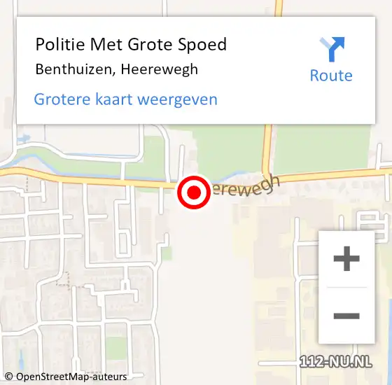 Locatie op kaart van de 112 melding: Politie Met Grote Spoed Naar Benthuizen, Heerewegh op 21 oktober 2021 10:28