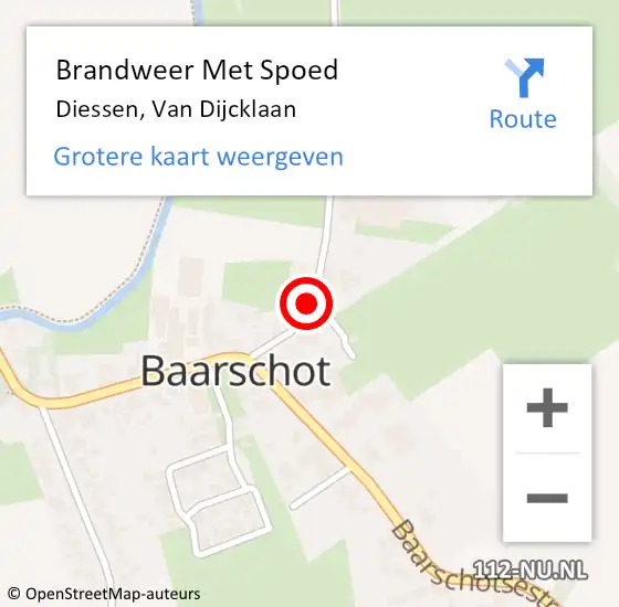 Locatie op kaart van de 112 melding: Brandweer Met Spoed Naar Diessen, Van Dijcklaan op 21 oktober 2021 10:39