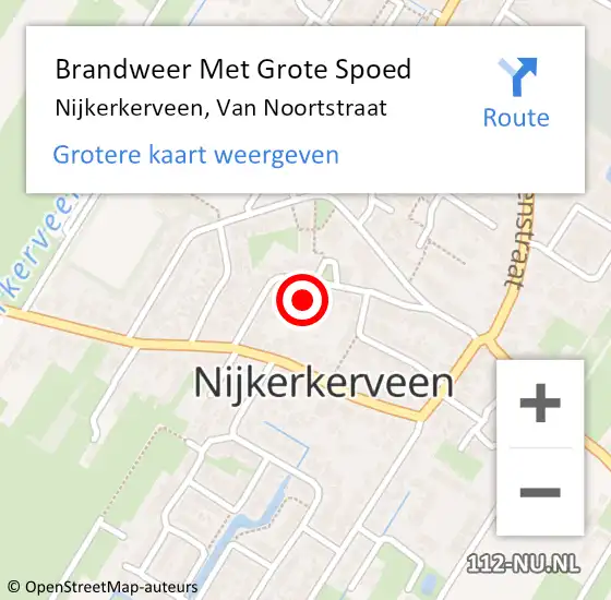 Locatie op kaart van de 112 melding: Brandweer Met Grote Spoed Naar Nijkerkerveen, Van Noortstraat op 21 oktober 2021 10:41