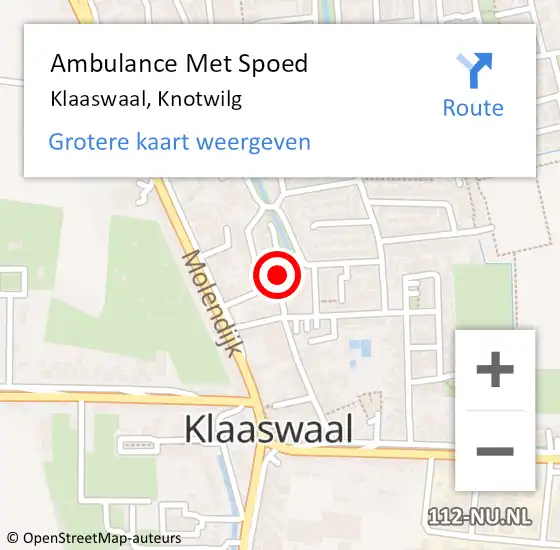 Locatie op kaart van de 112 melding: Ambulance Met Spoed Naar Klaaswaal, Knotwilg op 21 oktober 2021 10:46