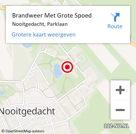 Locatie op kaart van de 112 melding: Brandweer Met Grote Spoed Naar Nooitgedacht, Parklaan op 21 oktober 2021 11:00