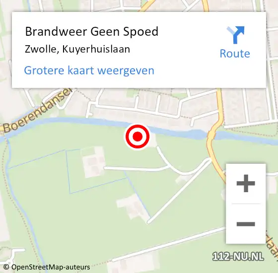 Locatie op kaart van de 112 melding: Brandweer Geen Spoed Naar Zwolle, Kuyerhuislaan op 21 oktober 2021 11:02