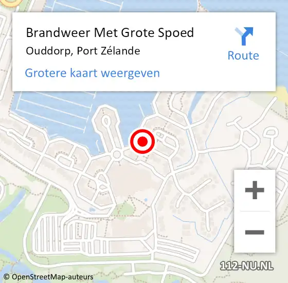 Locatie op kaart van de 112 melding: Brandweer Met Grote Spoed Naar Ouddorp, Port Zélande op 21 oktober 2021 11:06