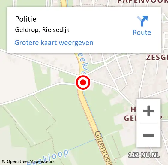 Locatie op kaart van de 112 melding: Politie Geldrop, Rielsedijk op 21 oktober 2021 11:08