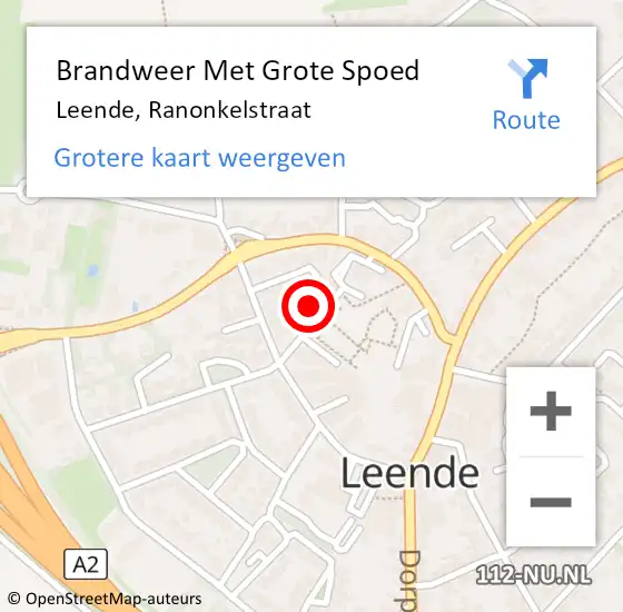 Locatie op kaart van de 112 melding: Brandweer Met Grote Spoed Naar Leende, Ranonkelstraat op 21 oktober 2021 11:12