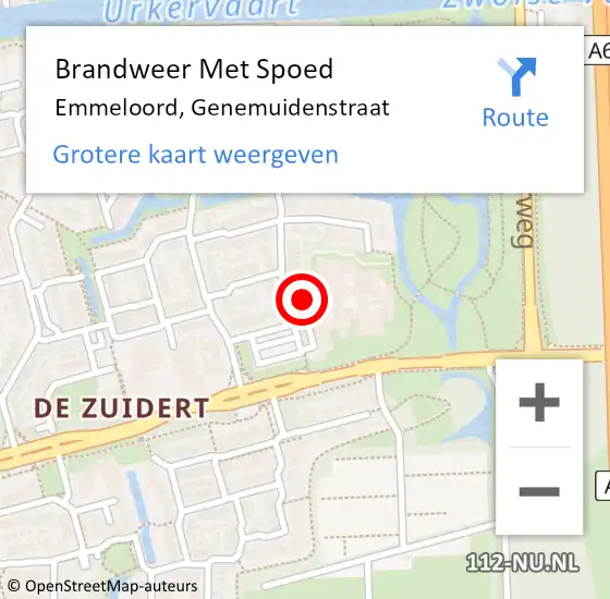 Locatie op kaart van de 112 melding: Brandweer Met Spoed Naar Emmeloord, Genemuidenstraat op 21 oktober 2021 11:20