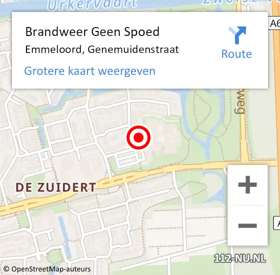 Locatie op kaart van de 112 melding: Brandweer Geen Spoed Naar Emmeloord, Genemuidenstraat op 21 oktober 2021 11:22