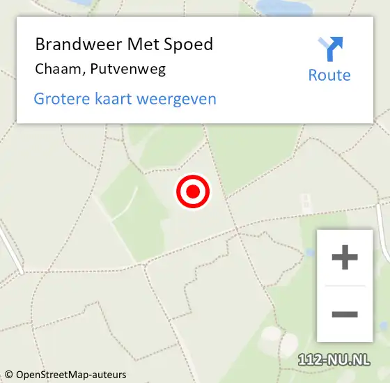 Locatie op kaart van de 112 melding: Brandweer Met Spoed Naar Chaam, Putvenweg op 21 oktober 2021 11:30