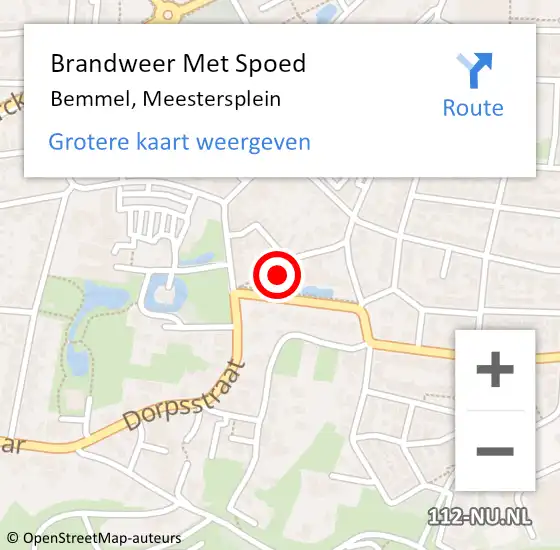 Locatie op kaart van de 112 melding: Brandweer Met Spoed Naar Bemmel, Meestersplein op 21 oktober 2021 11:31