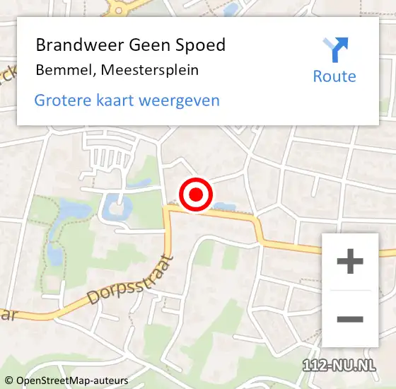 Locatie op kaart van de 112 melding: Brandweer Geen Spoed Naar Bemmel, Meestersplein op 21 oktober 2021 11:33