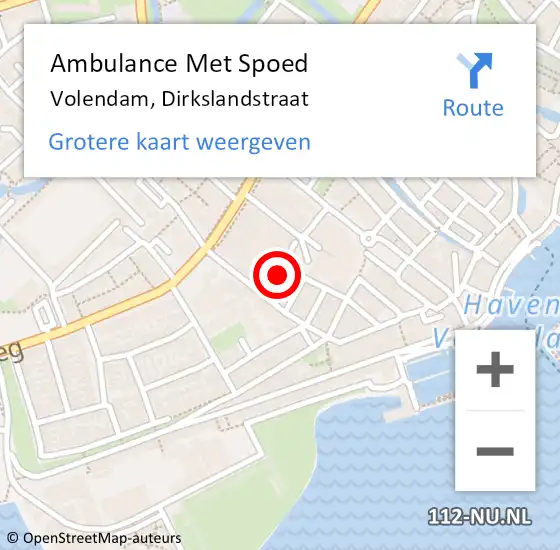 Locatie op kaart van de 112 melding: Ambulance Met Spoed Naar Volendam, Dirkslandstraat op 21 oktober 2021 11:36