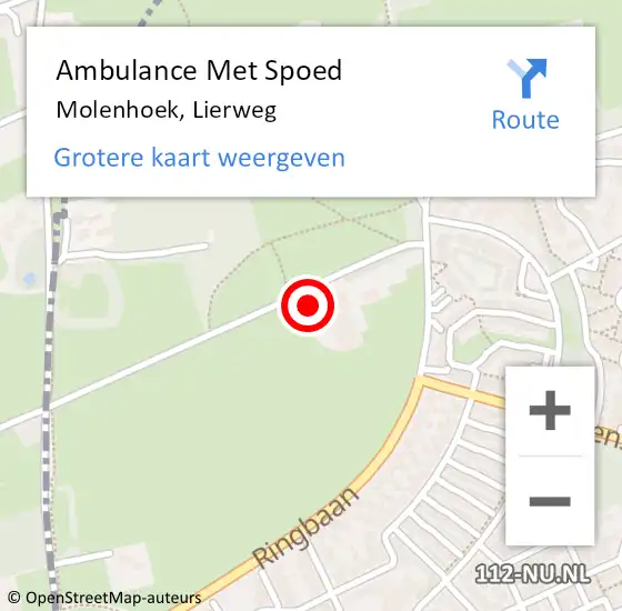 Locatie op kaart van de 112 melding: Ambulance Met Spoed Naar Molenhoek, Lierweg op 21 oktober 2021 11:45