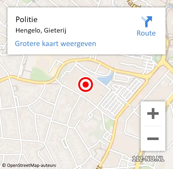Locatie op kaart van de 112 melding: Politie Hengelo, Gieterij op 21 oktober 2021 11:53