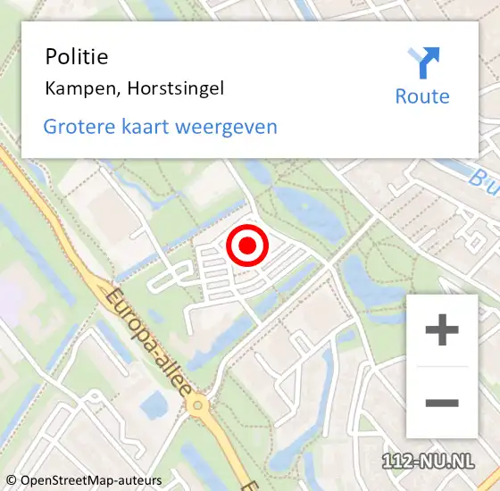 Locatie op kaart van de 112 melding: Politie Kampen, Horstsingel op 21 oktober 2021 11:53