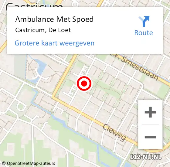 Locatie op kaart van de 112 melding: Ambulance Met Spoed Naar Castricum, De Loet op 21 oktober 2021 11:54