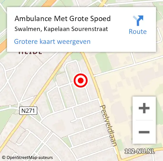 Locatie op kaart van de 112 melding: Ambulance Met Grote Spoed Naar Swalmen, Kapelaan Sourenstraat op 21 oktober 2021 11:58