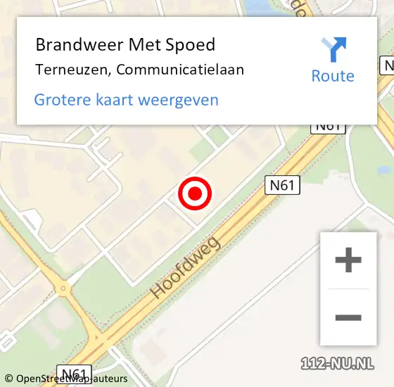 Locatie op kaart van de 112 melding: Brandweer Met Spoed Naar Terneuzen, Communicatielaan op 21 oktober 2021 12:07