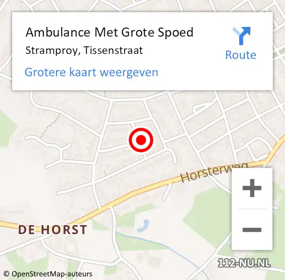 Locatie op kaart van de 112 melding: Ambulance Met Grote Spoed Naar Stramproy, Tissenstraat op 26 juni 2014 17:43