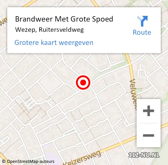 Locatie op kaart van de 112 melding: Brandweer Met Grote Spoed Naar Wezep, Ruitersveldweg op 26 juni 2014 17:45