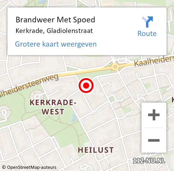 Locatie op kaart van de 112 melding: Brandweer Met Spoed Naar Kerkrade, Gladiolenstraat op 21 oktober 2021 12:25