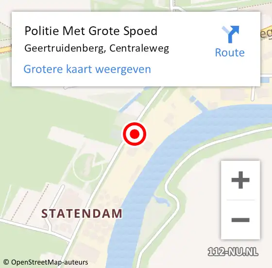 Locatie op kaart van de 112 melding: Politie Met Grote Spoed Naar Geertruidenberg, Centraleweg op 21 oktober 2021 12:31