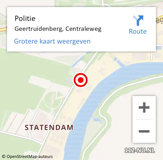 Locatie op kaart van de 112 melding: Politie Geertruidenberg, Centraleweg op 21 oktober 2021 12:31