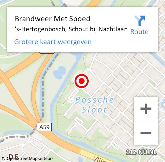 Locatie op kaart van de 112 melding: Brandweer Met Spoed Naar 's-Hertogenbosch, Schout bij Nachtlaan op 21 oktober 2021 12:36