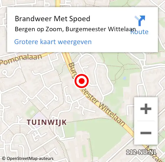 Locatie op kaart van de 112 melding: Brandweer Met Spoed Naar Bergen op Zoom, Burgemeester Wittelaan op 21 oktober 2021 12:44