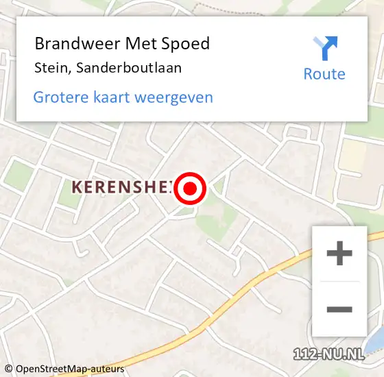 Locatie op kaart van de 112 melding: Brandweer Met Spoed Naar Stein, Sanderboutlaan op 21 oktober 2021 12:44