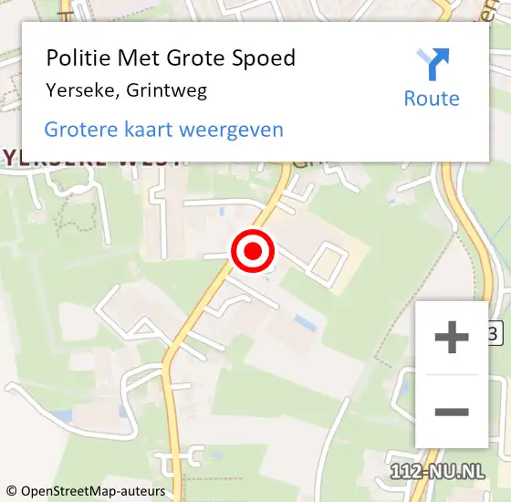 Locatie op kaart van de 112 melding: Politie Met Grote Spoed Naar Yerseke, Grintweg op 21 oktober 2021 12:46