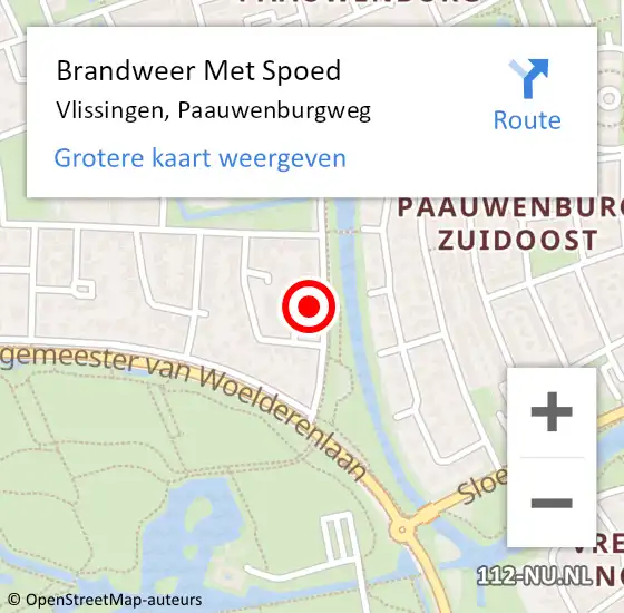 Locatie op kaart van de 112 melding: Brandweer Met Spoed Naar Vlissingen, Paauwenburgweg op 21 oktober 2021 12:51