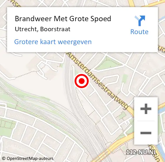 Locatie op kaart van de 112 melding: Brandweer Met Grote Spoed Naar Utrecht, Boorstraat op 21 oktober 2021 12:57