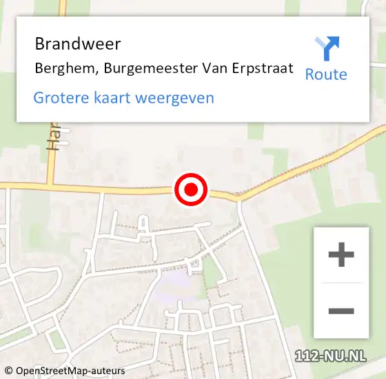 Locatie op kaart van de 112 melding: Brandweer Berghem, Burgemeester Van Erpstraat op 26 juni 2014 17:49