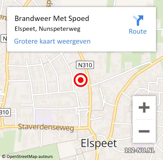 Locatie op kaart van de 112 melding: Brandweer Met Spoed Naar Elspeet, Nunspeterweg op 21 oktober 2021 13:06
