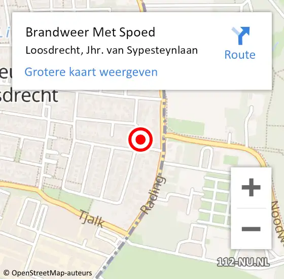 Locatie op kaart van de 112 melding: Brandweer Met Spoed Naar Loosdrecht, Jhr. van Sypesteynlaan op 21 oktober 2021 13:13