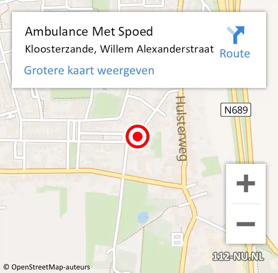 Locatie op kaart van de 112 melding: Ambulance Met Spoed Naar Kloosterzande, Willem Alexanderstraat op 26 juni 2014 17:51