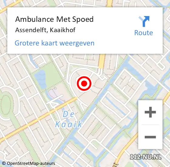 Locatie op kaart van de 112 melding: Ambulance Met Spoed Naar Assendelft, Kaaikhof op 21 oktober 2021 13:30