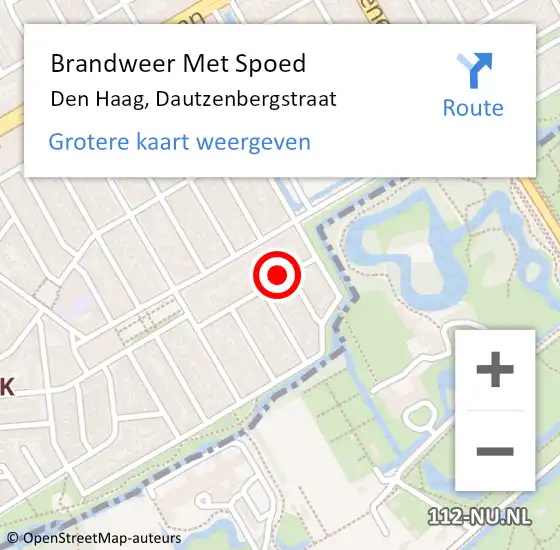 Locatie op kaart van de 112 melding: Brandweer Met Spoed Naar Den Haag, Dautzenbergstraat op 21 oktober 2021 13:57