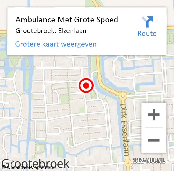 Locatie op kaart van de 112 melding: Ambulance Met Grote Spoed Naar Grootebroek, Elzenlaan op 21 oktober 2021 14:06