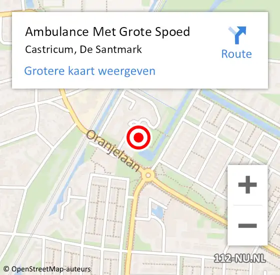 Locatie op kaart van de 112 melding: Ambulance Met Grote Spoed Naar Castricum, De Santmark op 21 oktober 2021 14:07