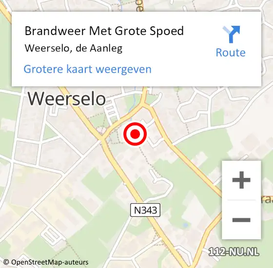 Locatie op kaart van de 112 melding: Brandweer Met Grote Spoed Naar Weerselo, de Aanleg op 21 oktober 2021 14:08